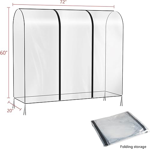 Miniatura 5 de Zilink Funda transparente para perchero, 6 pies, transparente, impermeable, con 2 cremalleras duraderas para perchero (72 pulgadas de largo x 20