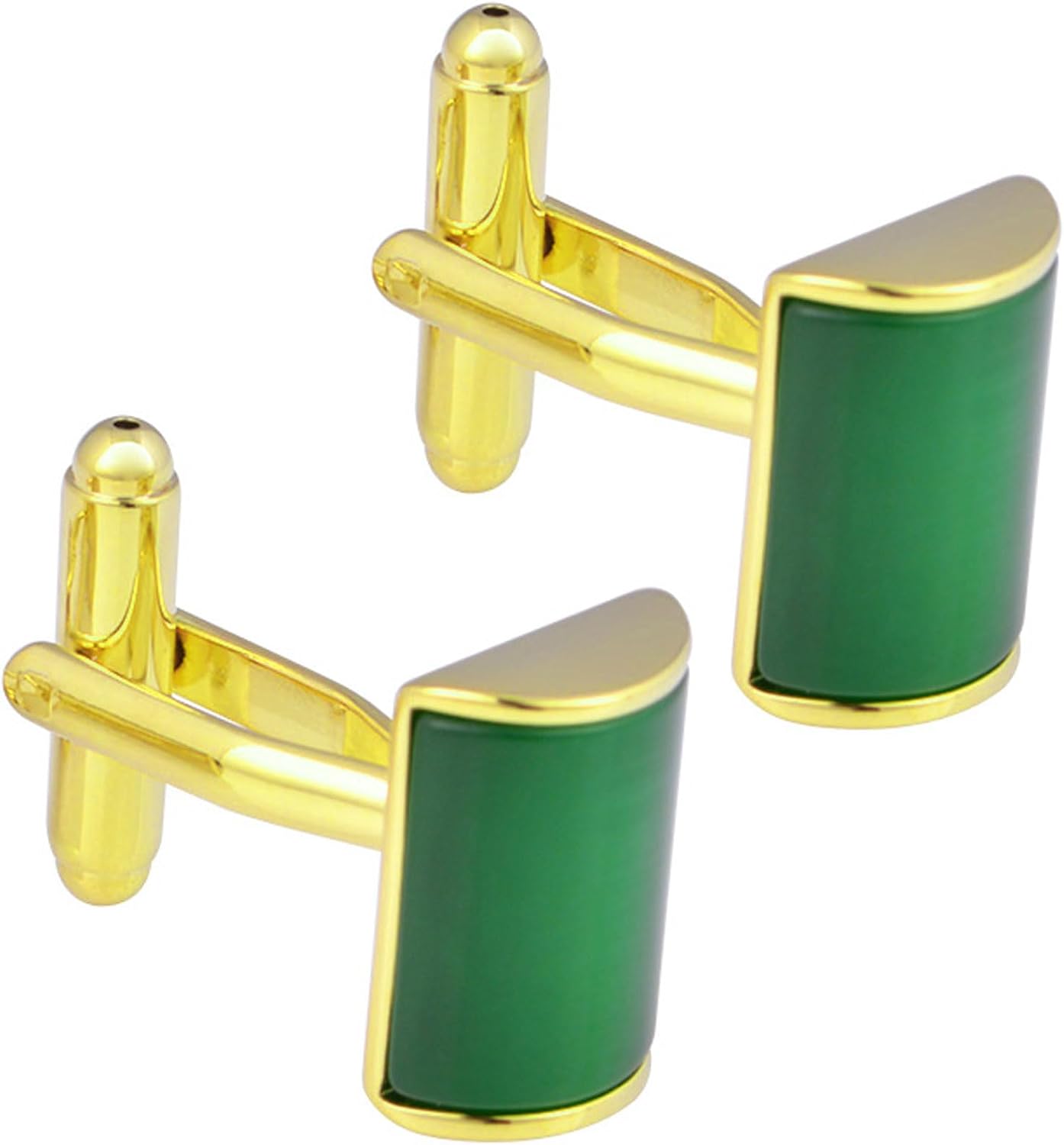 ZEEY Rectangle Natural Cats Eye Gemstone Cufflinks for Men Women Silver/Gold Mens Cuff Links Jewelry Set for Business Wedding Party Formal Office Daily Tuxedo Dress Shirt Accessories