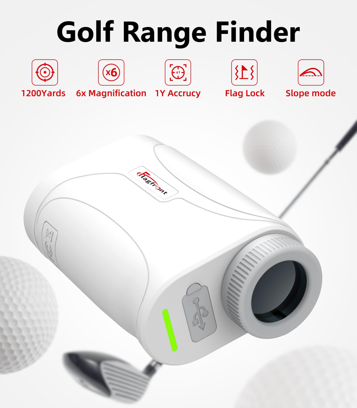 Entfernungsmesser Golf | REVASRI Golf Entfernungsmesser mit Neigungsmessung | 1200 Yards Reichweite | 6-fache Vergrößerung | Flaggen-Lock-Vibration | Wiederaufladbar