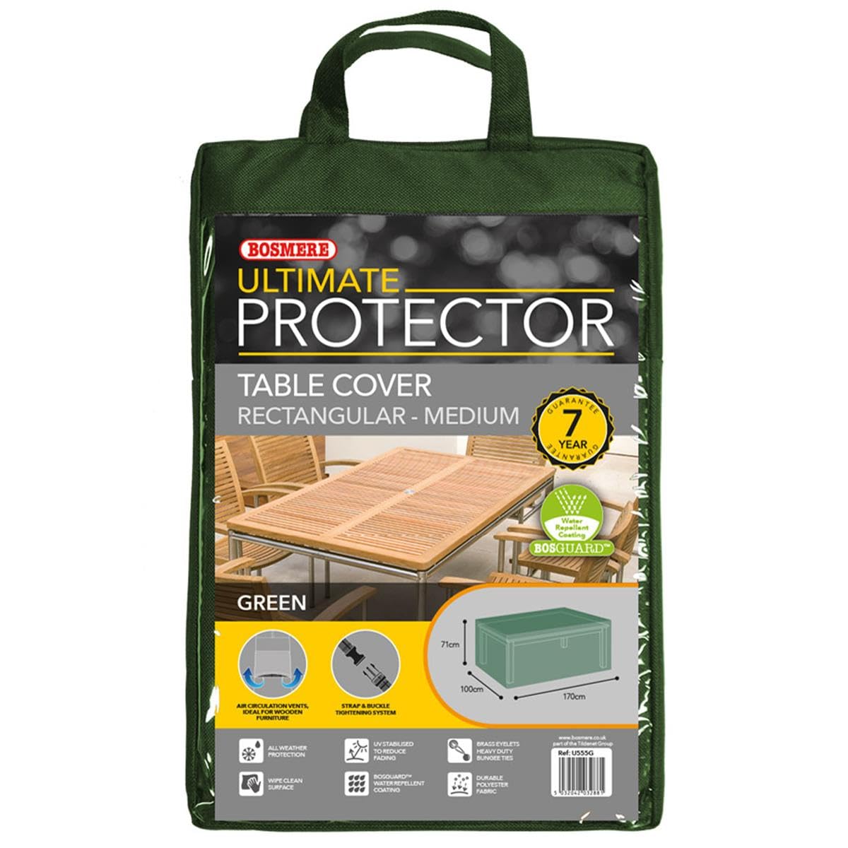 Bosmere Ultimate Protector Rectangular Table Cover 6 Seat Green U555G