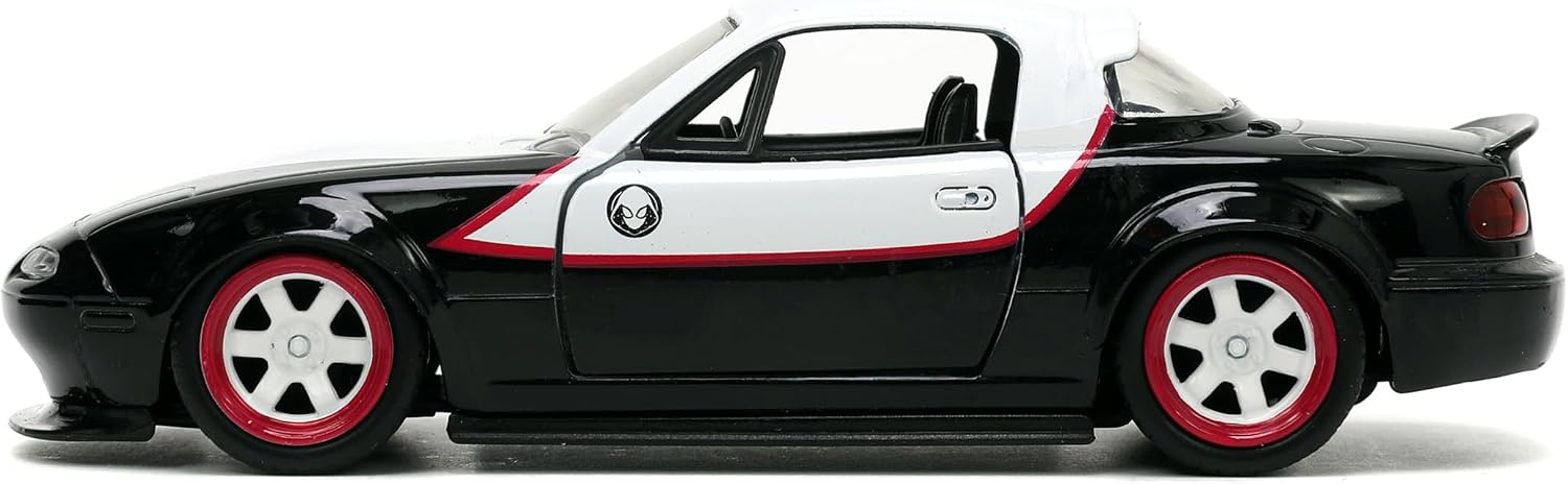 Jada Marvel Avengers 1:32 1990 Mazda Miata Die-Cast Car & 1.65" Ghost Spider, Toys for Kids and Adults