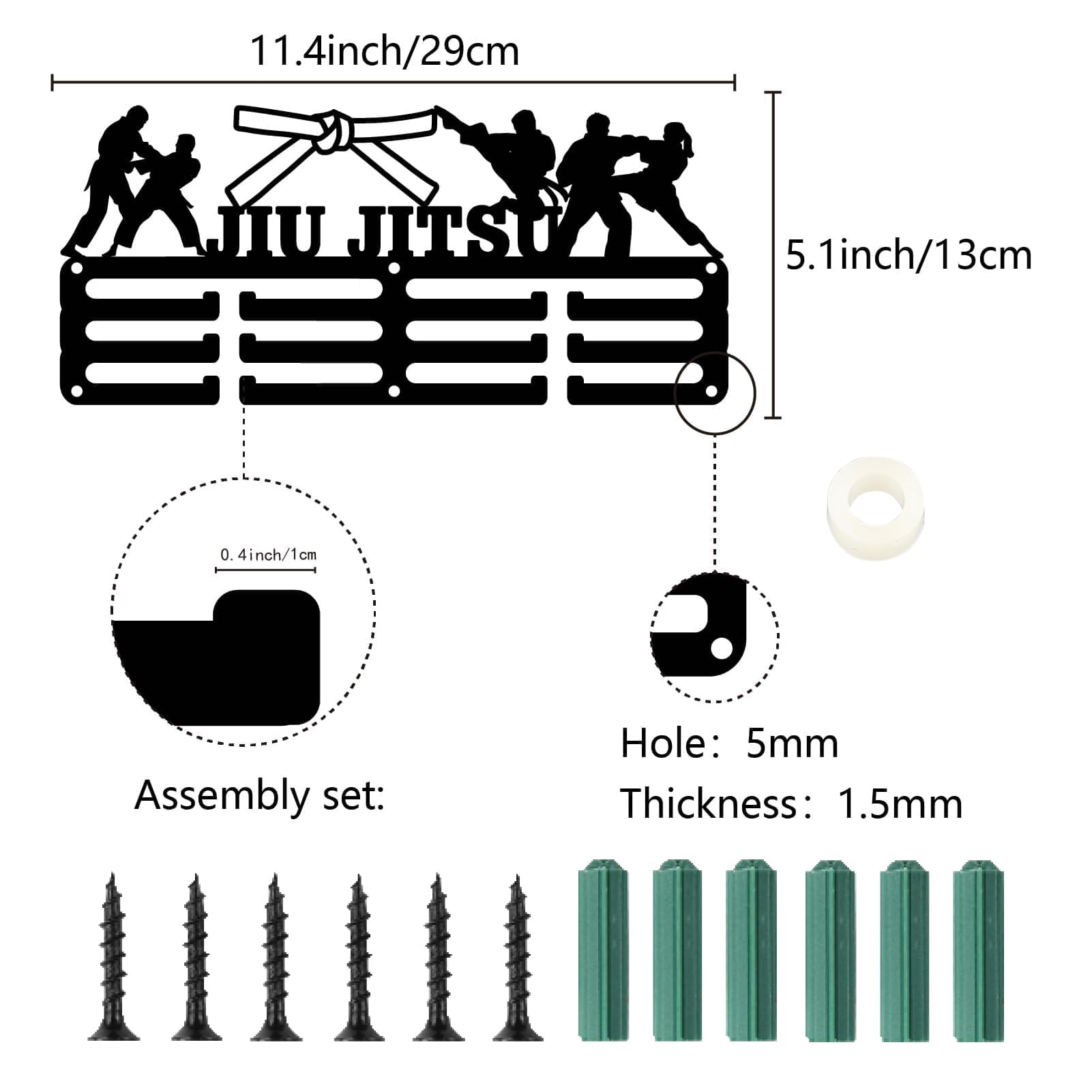 Porta Medaglie In Legno Per Jiu Jitsu - Espositore Da Parete, 40x15cm, Con Simboli Brasiliani, Per Mostrare Trofei - Foto 13