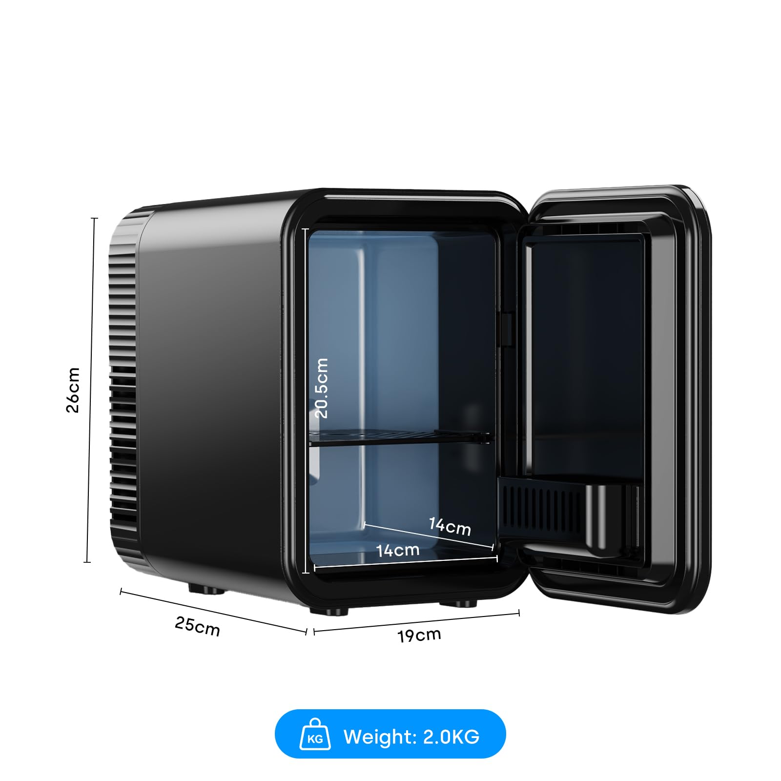 Enventor Mini Fridge 4 Litre/ 6 Can, AC+12V DC Power, Portable Cooler & Warmer for Bedrooms, Home, Car, Travel/Skincare, Cosmetics/Fruit and Drinks, Black — view 9