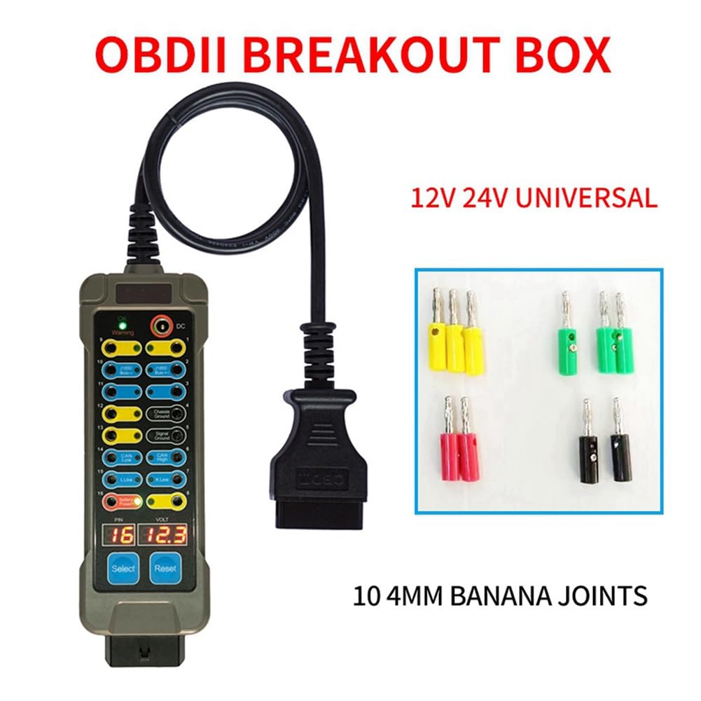 Breeshy Auto-Abzweigdose, automatisch, OBDII, OBDII, Breakout Box, Protokolldetektor für Auto, OBD2-Schnittstelle, Automonitor, mit Pin-Ausgangsbox