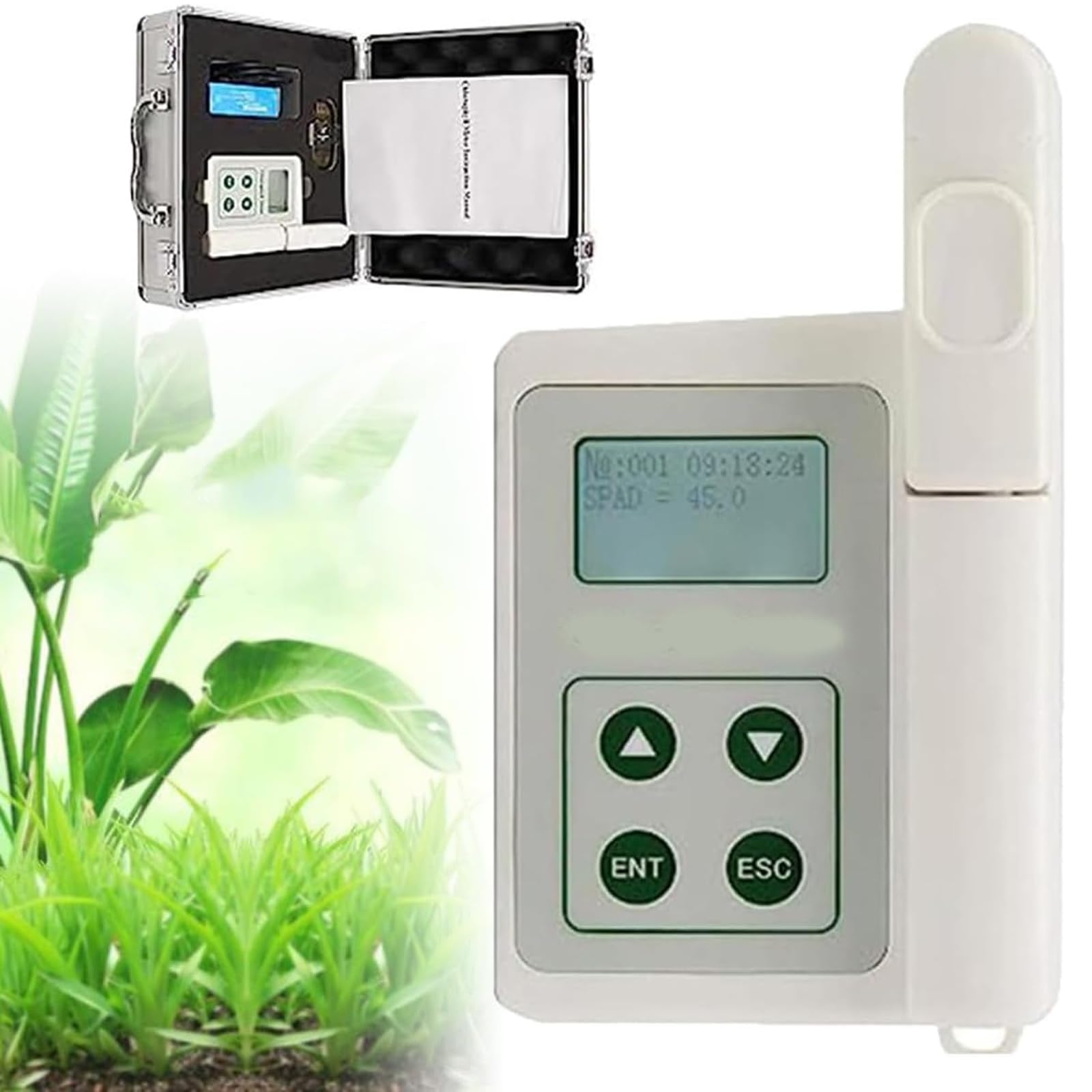 Xjymposium Portable 4-In-1 Meter For Plant Nutrition, Portable Leaf Greenness Tester/Analyzer (0.0–100 Spad), Rechargeable Plant Chlorophyll Meter, For Farming, Gardening PlantNutrientAnalyzer