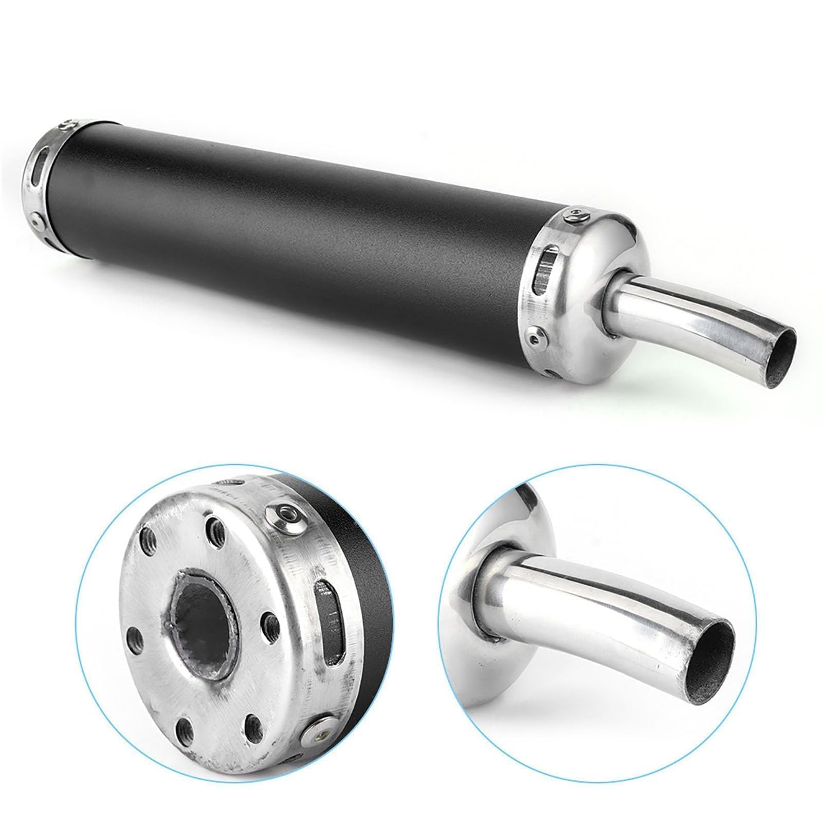 Tubo del silenziatore di scarico per moto da 20 mm / 0,8 pollici, silenziatore di scarico in???acciaio inossidabile Parti di modifica del silenziatore per moto a 2 tempi (nero) Accessorio di ricambio