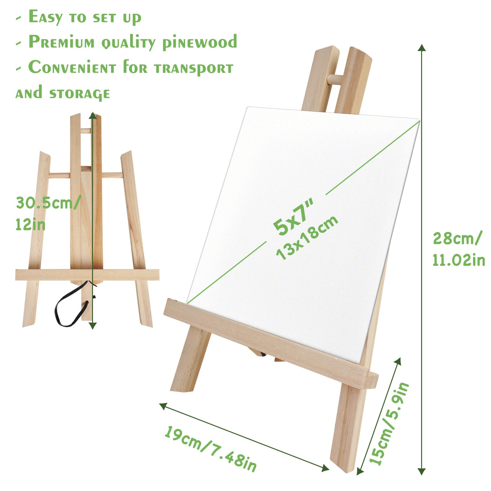 CONDA - Caballete de madera de pino de 30,5 cm de alto (paquete de 12), soporte de trípode portátil para pintura, fotografía, caballete de mesa para todas las edades