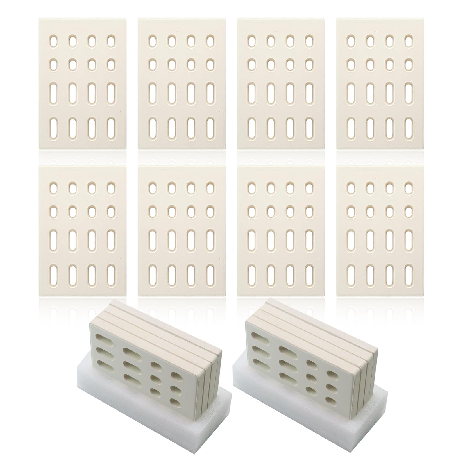 Derurizy Ceramic Brick Replacement for Barbeques Galore Grand Turbo, Grand Hall and Members Mark, Ceramic Briquettes Heat Plate Flame Tamer, 7 1/16" x 4 3/4", 8 Pack