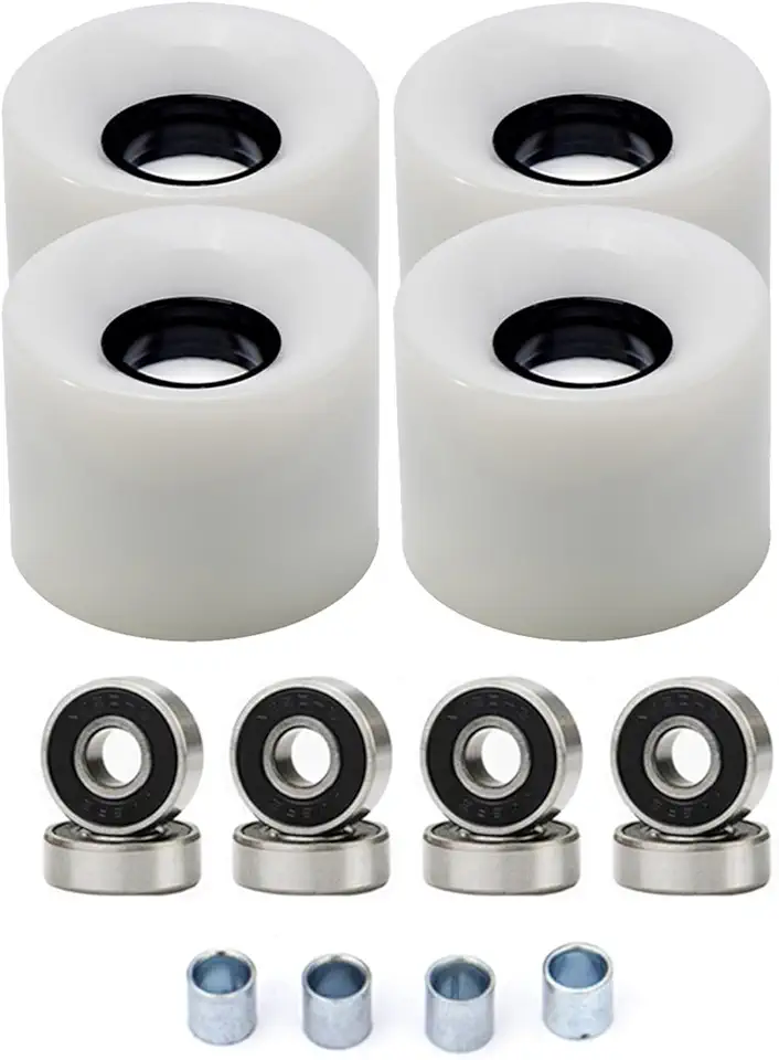 78A Rodas de Skate 60 x 45 mm Longboard Conjunto de Rolos com Rolamentos e Espaçadores ABEC-9 para Uso Profissional de Esportes ao Ar Livre de Rua (Branco)