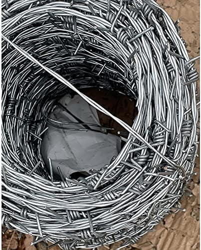 Stainless Steel Barbed Wire Roll - 4 Point Security Fence for Crafts, Animal Deterrent, & Outdoor Barriers - 10m Silver Barb Wire for Durable Fencing Solutions