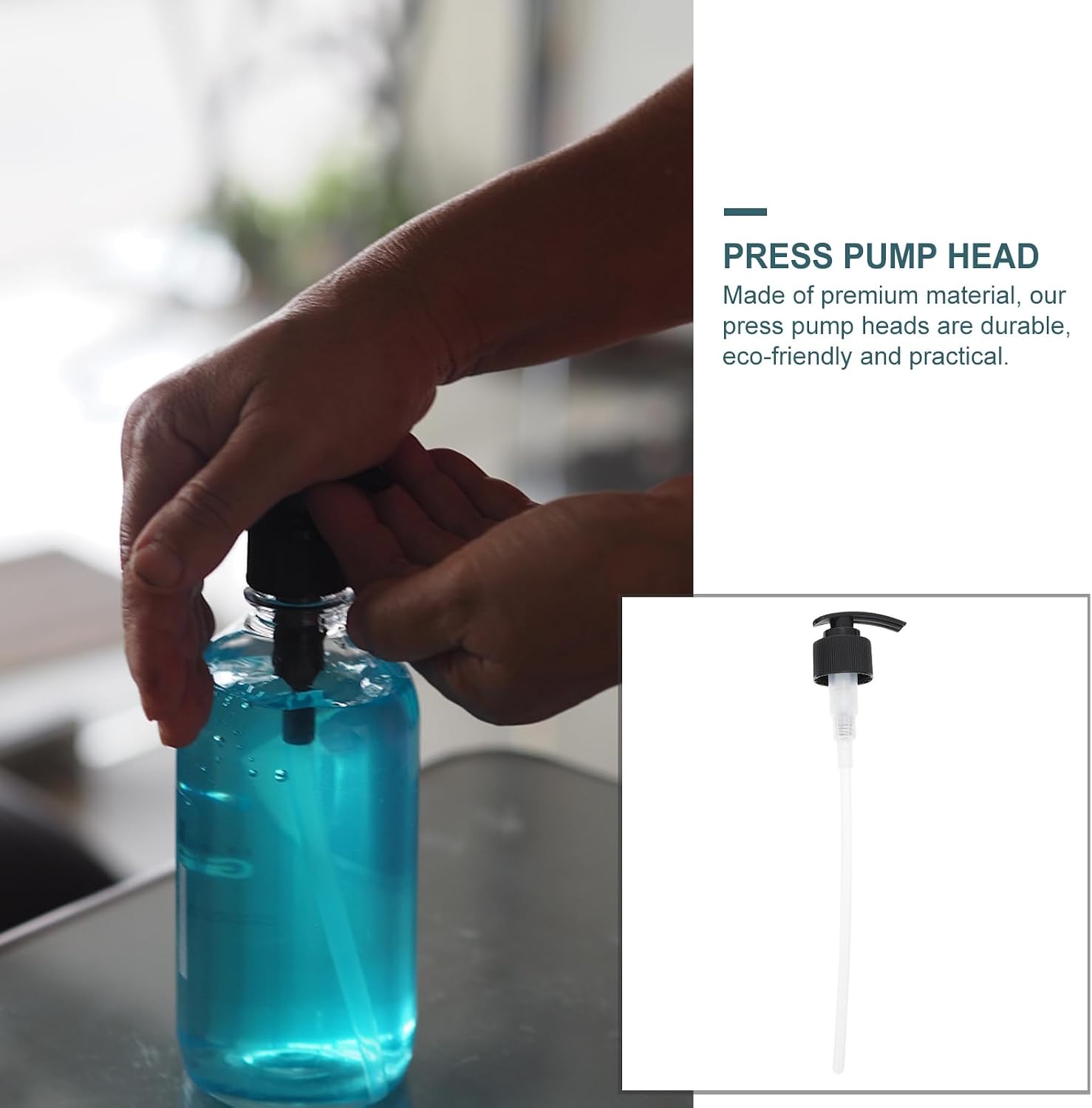 ULTECHNOVO Lotion Pump Replacement Heads 4 Pack Plastic Press Pumps with Long Nozzle for Liquid Soap Dispensers Compatible with Shampoo Conditioner Bottles 8.66X1.92X0.98 Inches