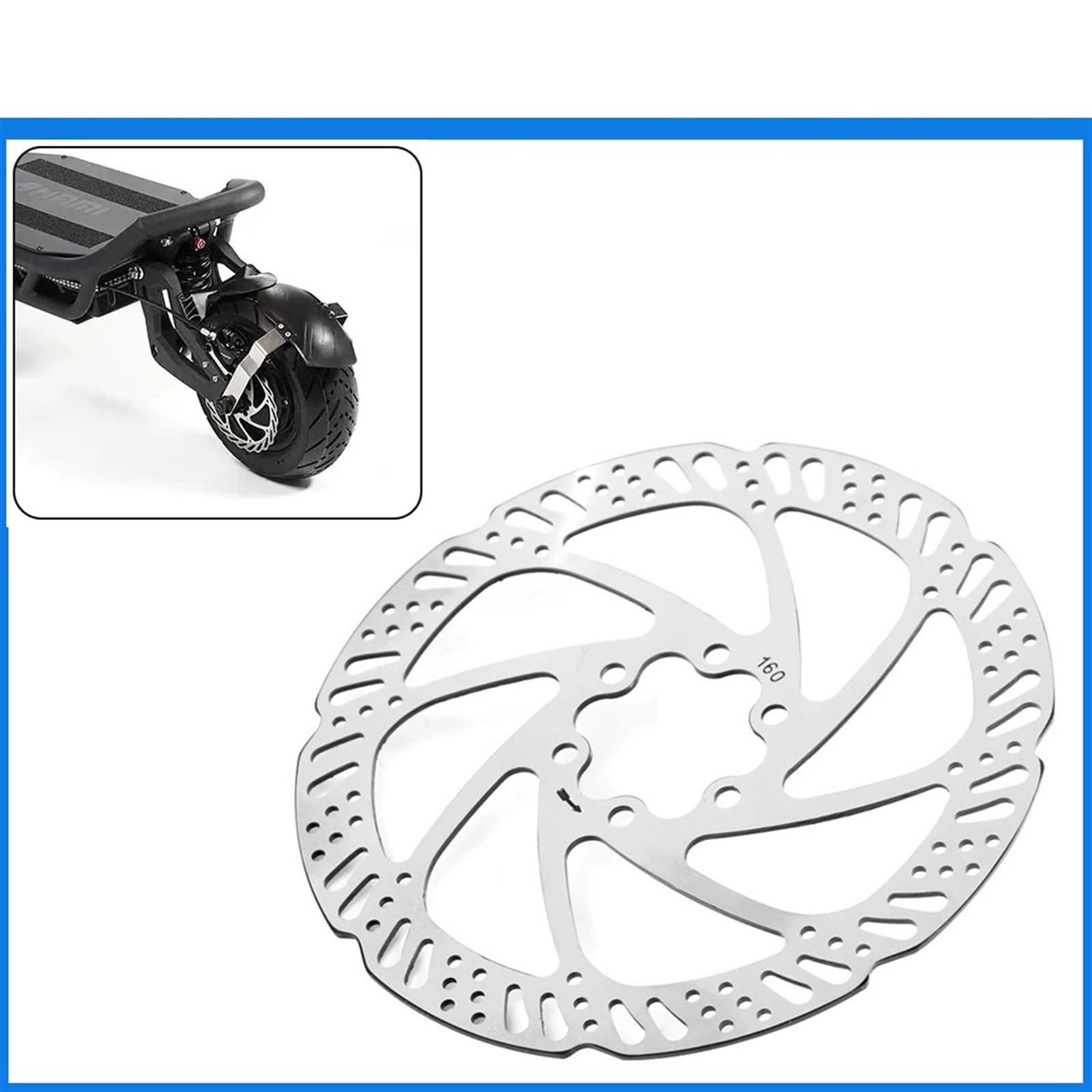 Rotore del Freno a Disco da 160 mm Freno Idraulico in Acciaio Inossidabile Compatibile for Burn E 2 Max E-Scooter Disco Freno for Scooter Elettrico da 11 Pollici for Viti