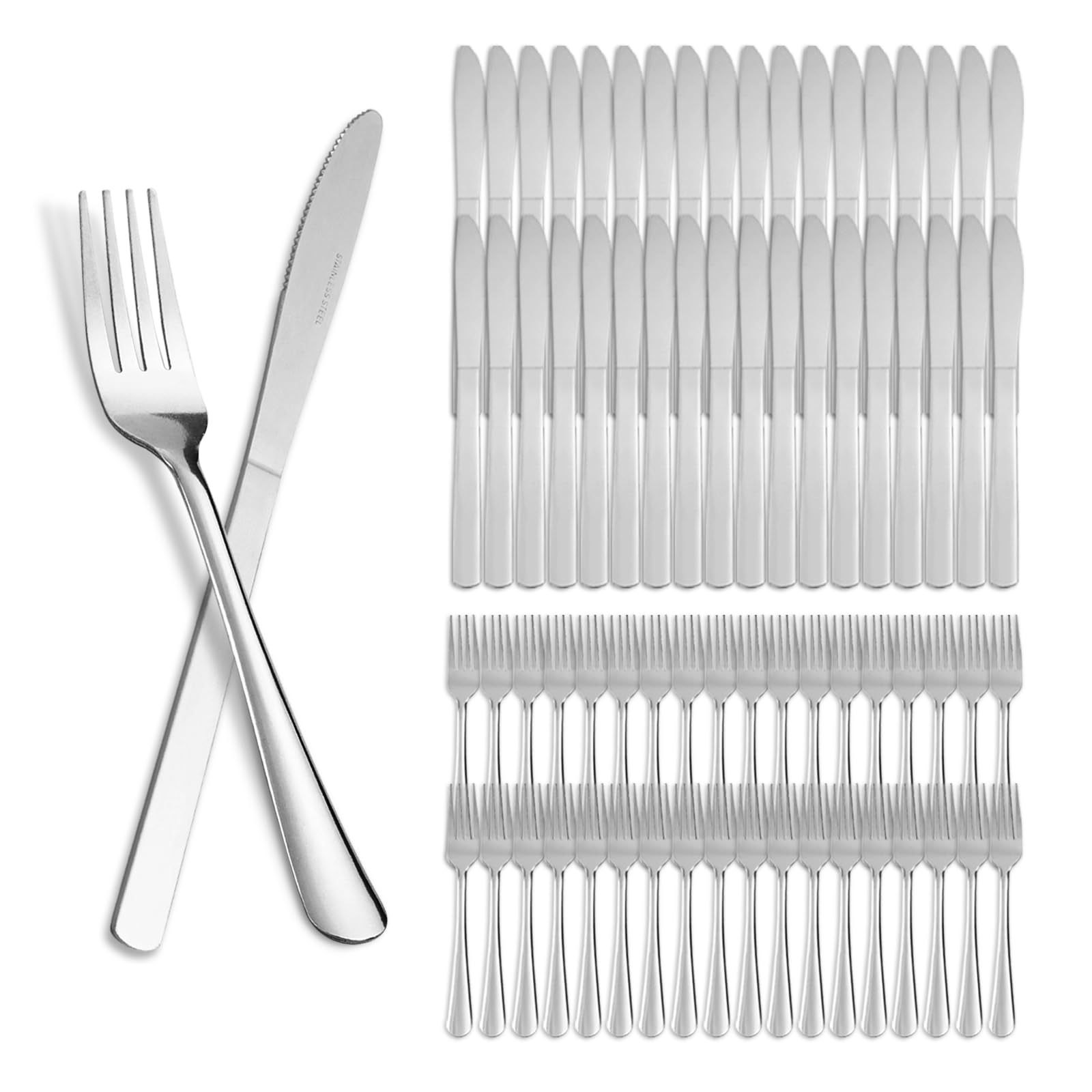 72 Pieces Stainless Steel forks and knives Dinner Flatware Set