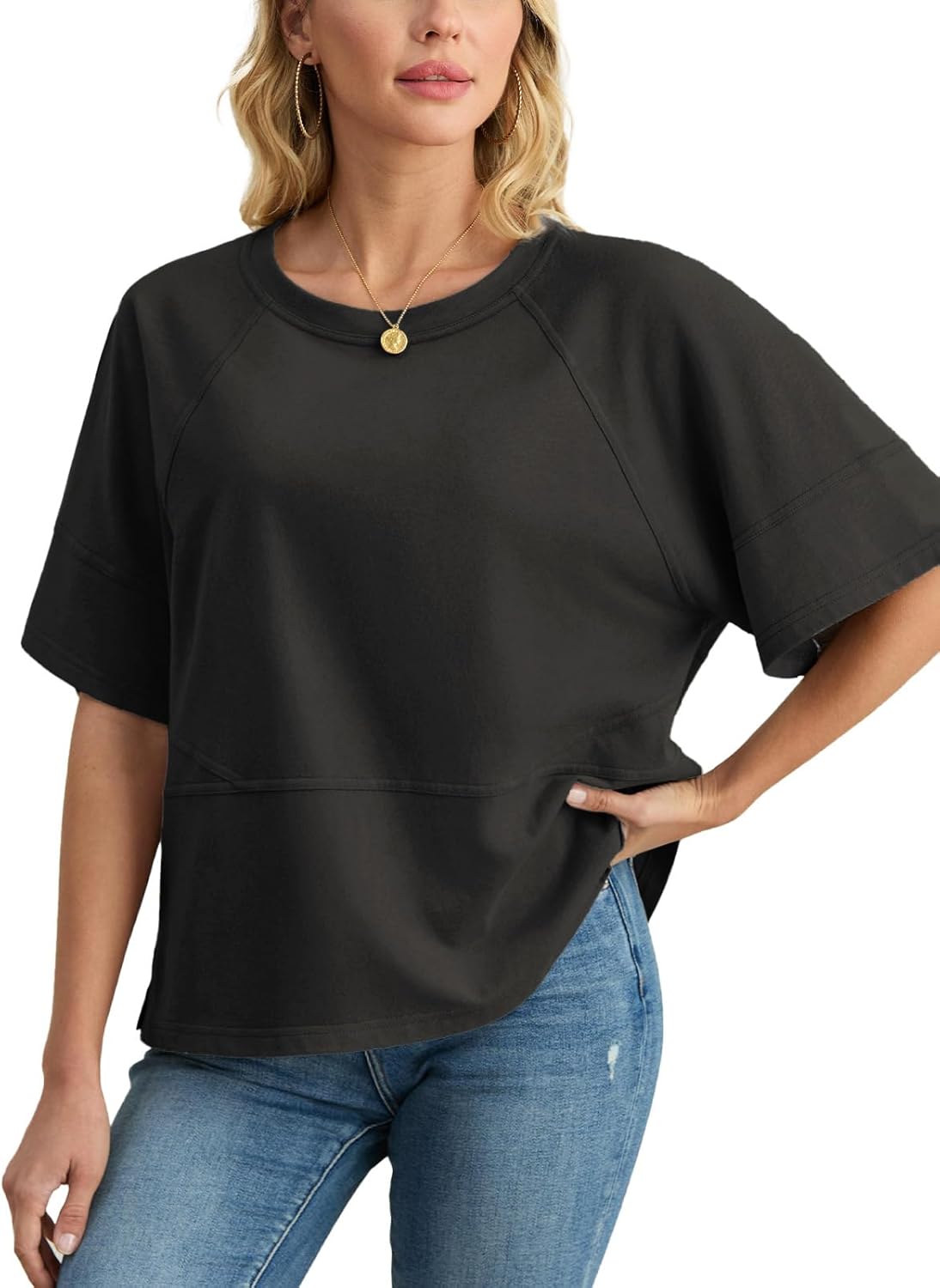 Feiersi Women Cotton T-Shirts Summer Crewneck Pullover Short Sleeve Tops Basic Tops Tees Blouses - Image 5