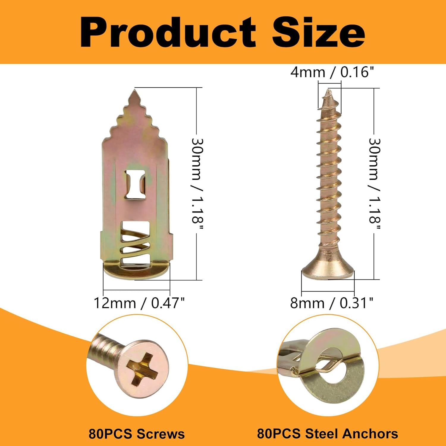 Self Drilling Drywall Anchors with Screws Kit, 160 Pcs