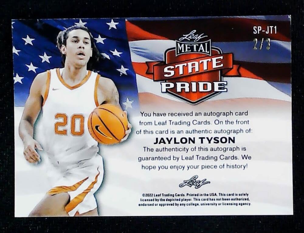 2021-22 Leaf Metal Autograph #SP-JT1 Jaylon Tyson RC Rookie AUTO 2/3 Cavaliers Basketball Trading Card