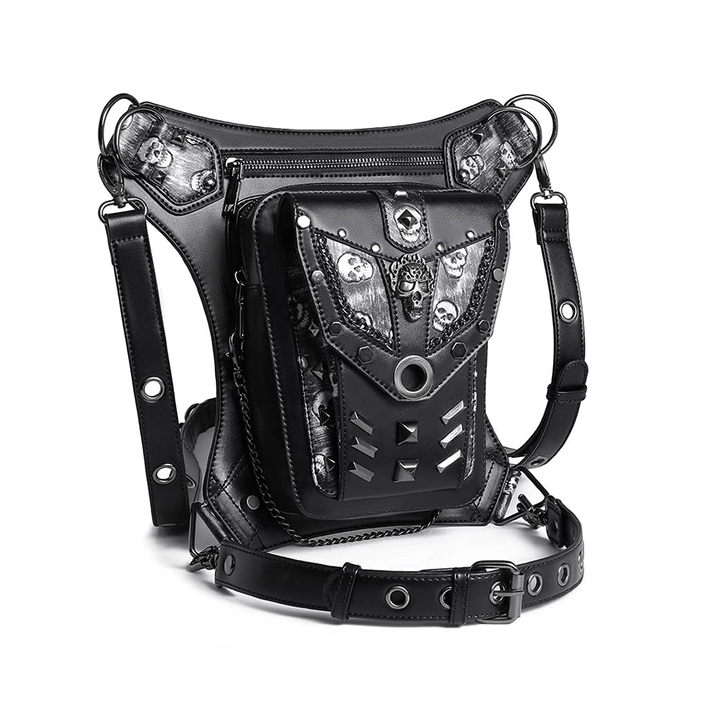Sac Banane Steampunk Holster de Cuisse Besace Gothique Sacoche Épaule Vintage en Polyester Résistant Adapté pour Femmes Usage Quotidien Cyclisme
