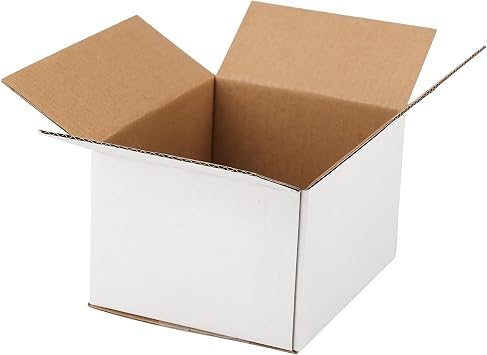 EXYGLO 1 Pack 5x4x3 Shipping Boxes for Small Business, White Corrugated Cardboard Small Box for Packaging, Moving, Mailing, and Storing