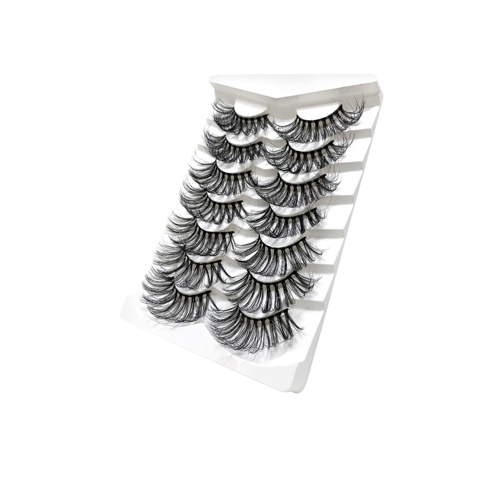 False Eyelashes Pack 7 Pairs 3D Natural Faux Mink Lashes Light Volume Wispy Fluffy Handmade Fake Eyelashes