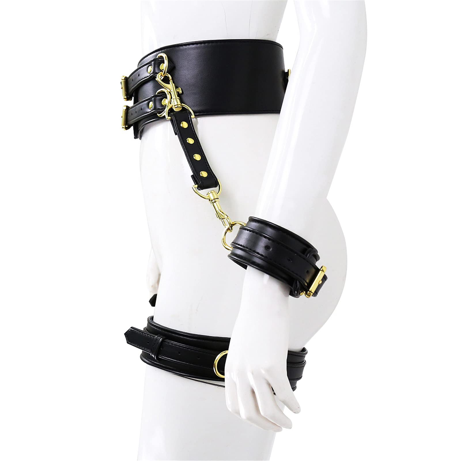 Amazon.co.jp: セクシーなPUレザーハーネスベルトのボンデージハンド 