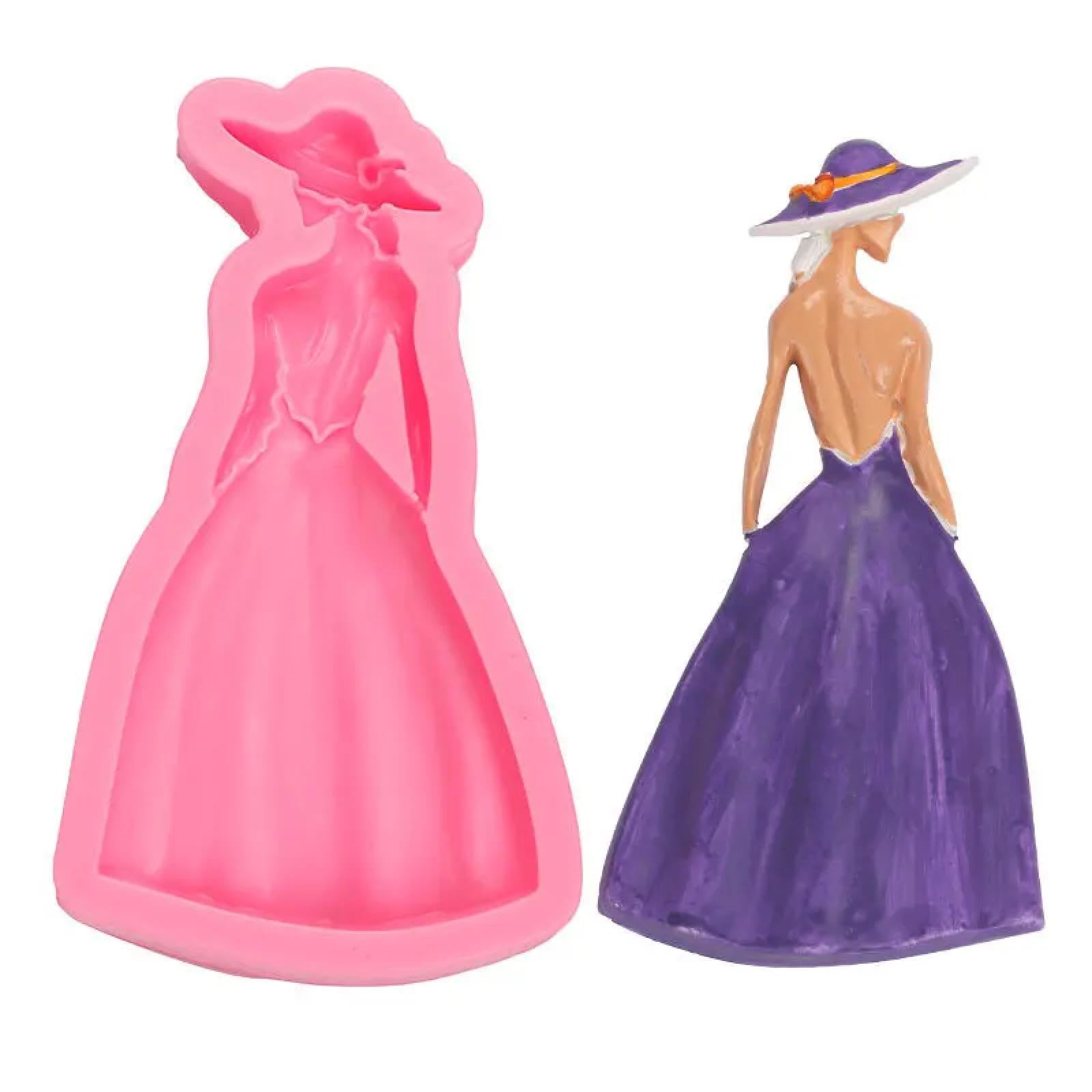 Moldes de resina epoxi, diseño de cabeza de niña con forma de cuerpo, molde de silicona para fondant, decoración de tartas, 16 x 9 x 2 cm