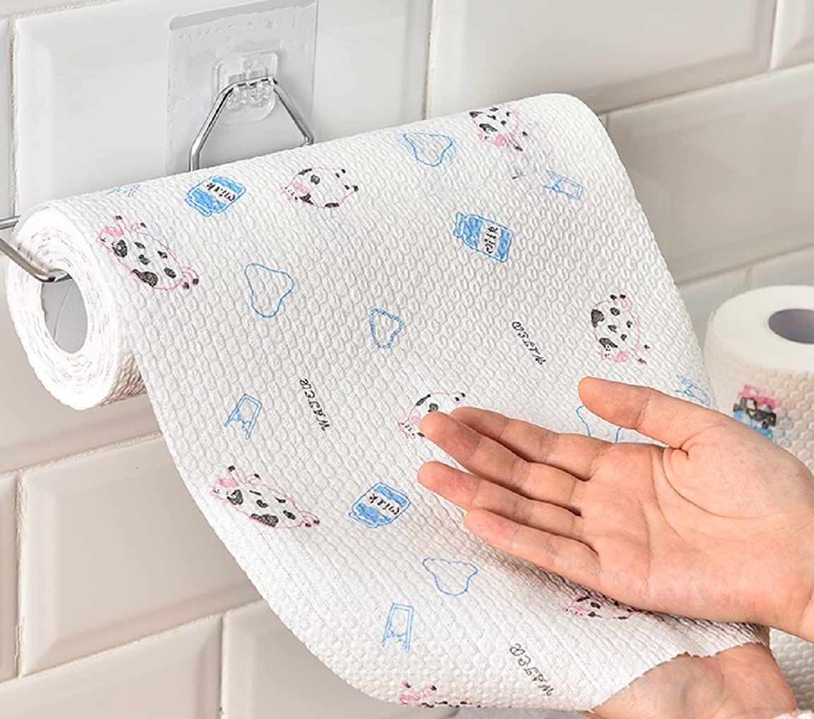 SRWOPKRAY Non-Woven Reusable and Washable Kitchen Printed Tissue Roll Non-stick Oil Absorbing Paper Roll Kitchen Special Paper Towel Wipe Paper Dish Cloth Cleaning Cloth 25x25cm (50pcs per roll)-ZSG10-image-35