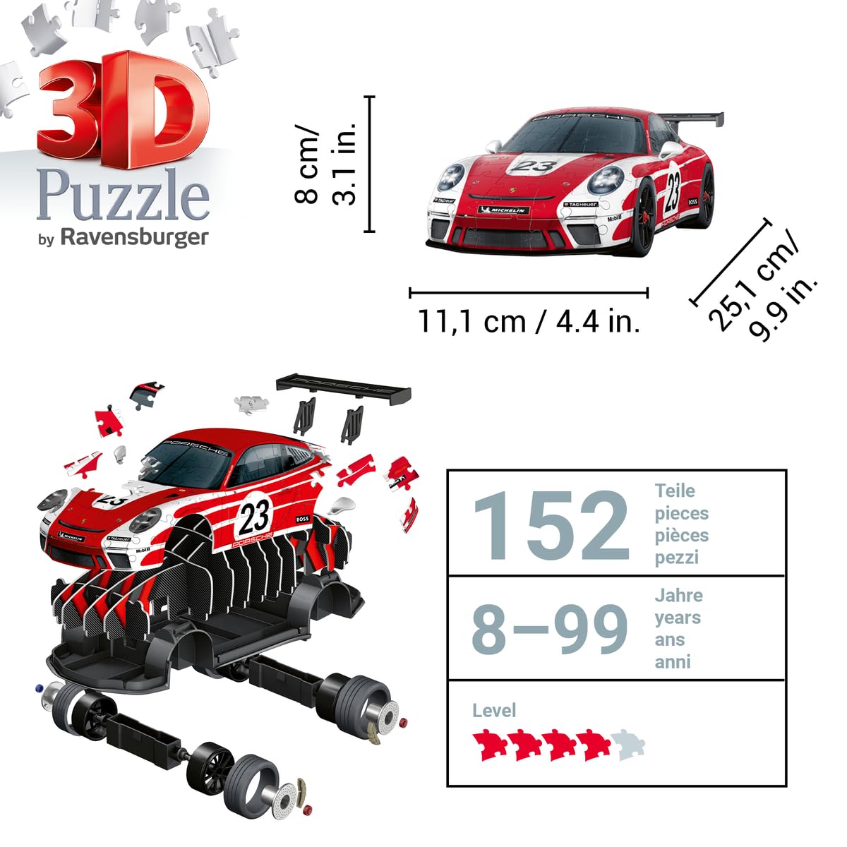 Porsche 3Dパズル3車種 Amazon.com: Ravensburger 3D Puzzle 11558 Porsche 911 GT3 Cup in