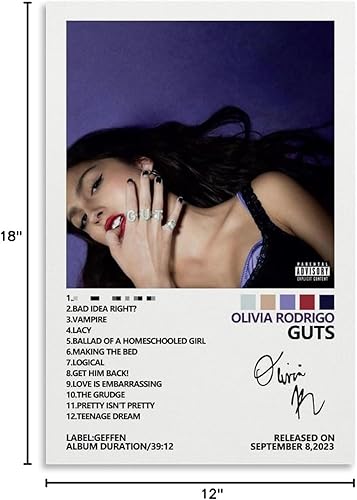 Miniatura 8 de MOMYO Póster de Olivia de Rodrigo Guts para habitación, estética, lienzo, decoración de dormitorio, 12 x 18 pulgadas (11.8 x 17.7 in)