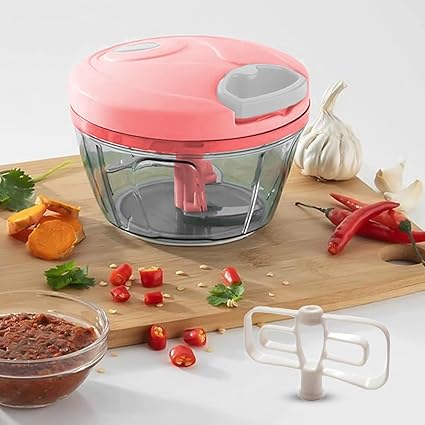 Frenchware (400 ml, Peach) Multipurpose Vegetable Chopper with 3 Blades, Polypropylene Material, Handy & Compact Chopper for Effortless Chopping