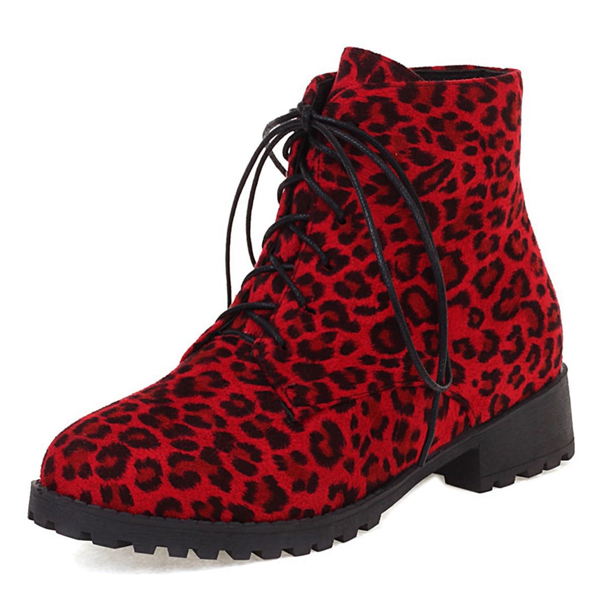 Flat Low Heels Lace Up Ankle Boots For Womens Casual Round Toe Suede Winter Fall Dressy Short Booties