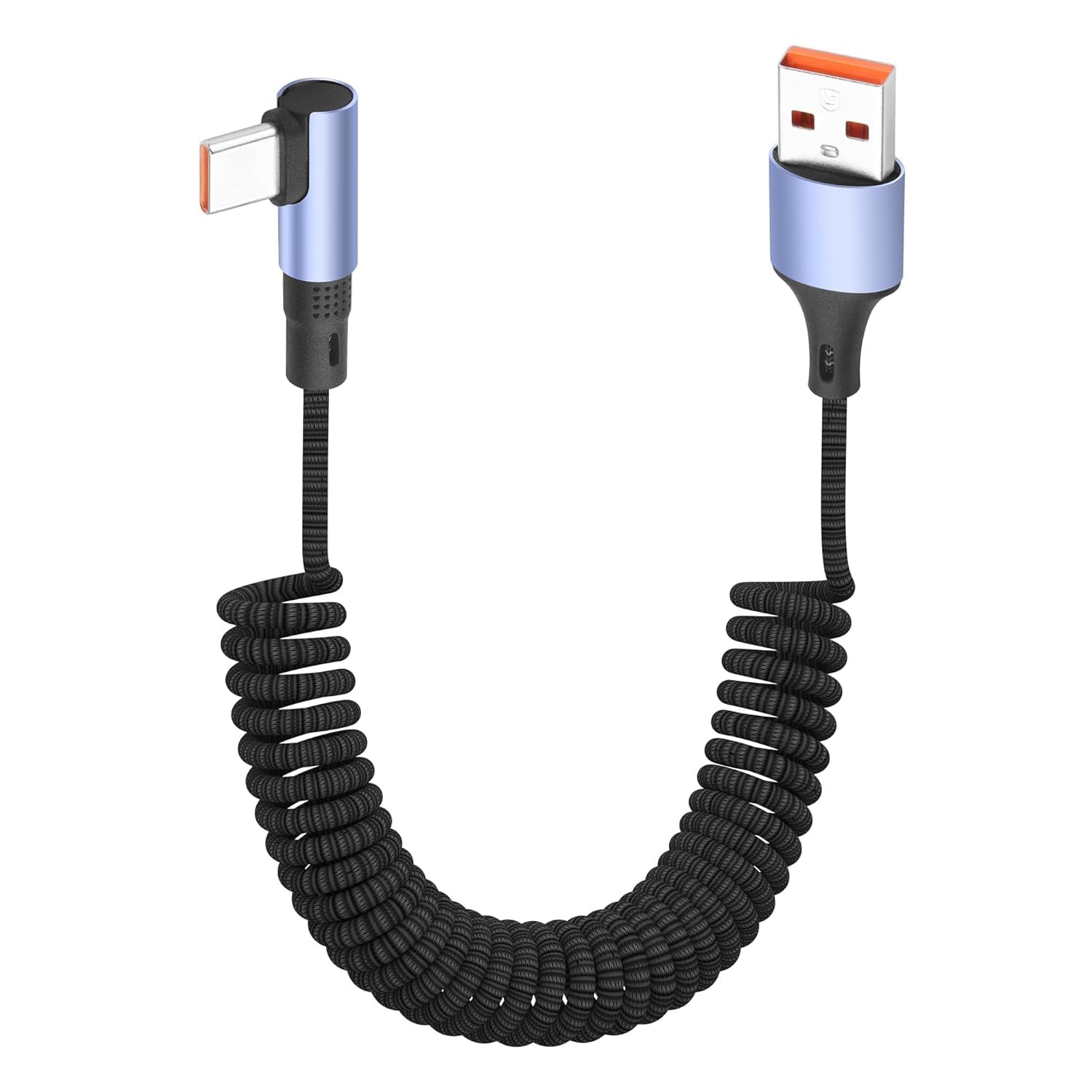 YACSEJAO 100W Coiled USB A to USB C Cable,1.5m/4.9ft, Straight