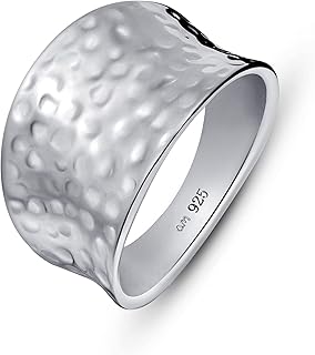 Amberta Women's 925 Sterling Silver Hammered Ring