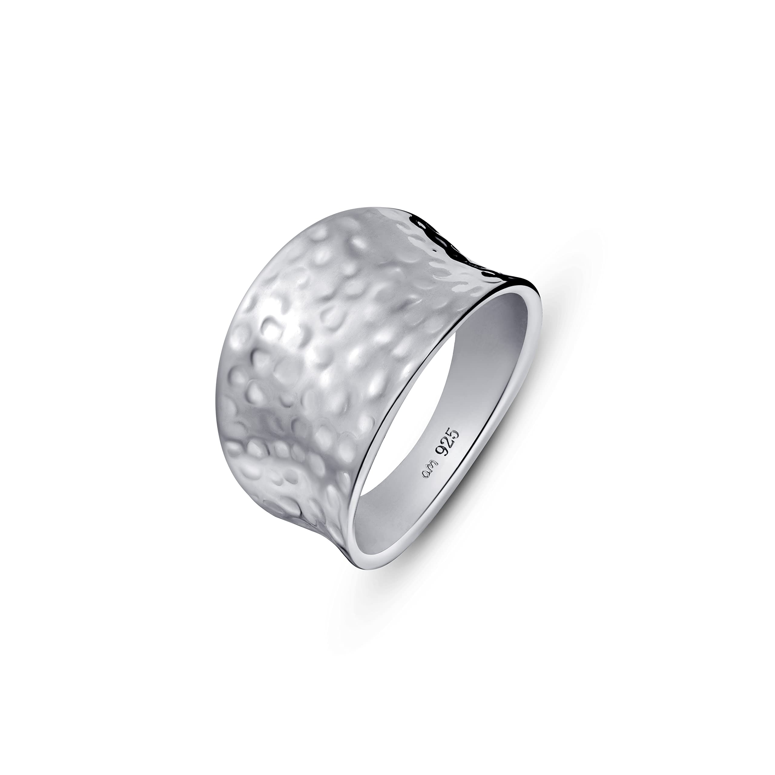 Amberta Women's 925 Sterling Silver Hammered Ring