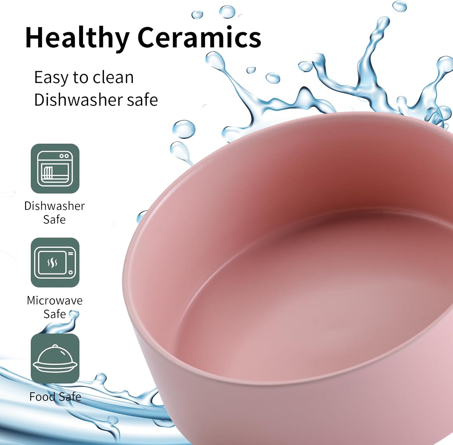 Pink Elevated Dog Bowl Ceramic for Small Medium Sized Breed,Raised Dog Food Water Bowl with Stand,6 in 3.6 Cups Non Slip Pet Dish Heavy Weighted