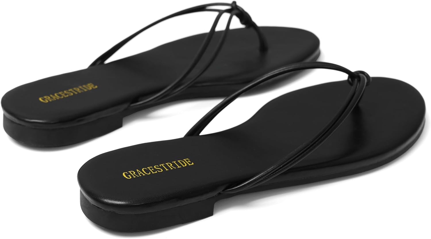 Strappy Flip-Flops Flat Sandals for Women Round Toe with Knot Design Fashion Slip on Slides Style - Image 3