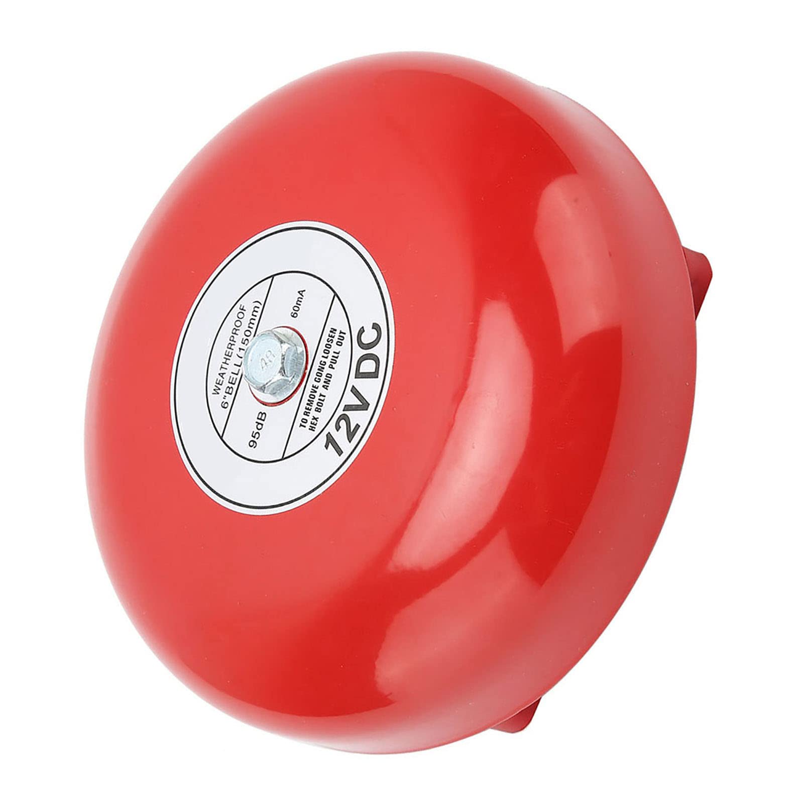 Cloche d'Alarme Incendie Intérieure en Acier Inoxydable 12V 6 Pouces (Technologie de Galvanoplastie, Coque en Carbure) Sonnette d'Alerte Feu Corrosion Résistante