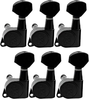Wilkinson WJN07 Left Handed 6 inline EZ-LOK Guitar Tuners Machine Heads 19:1 Ratio Tuning Pegs Keys for Stratocaster Telecaster Electric Guitar, Black