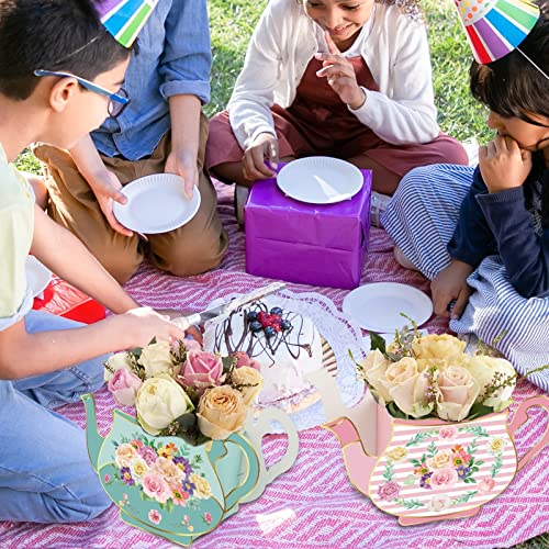 image for CrazyJan 8 PCS Tea Party Decorations Floral Teapot Centerpiece Boxes f