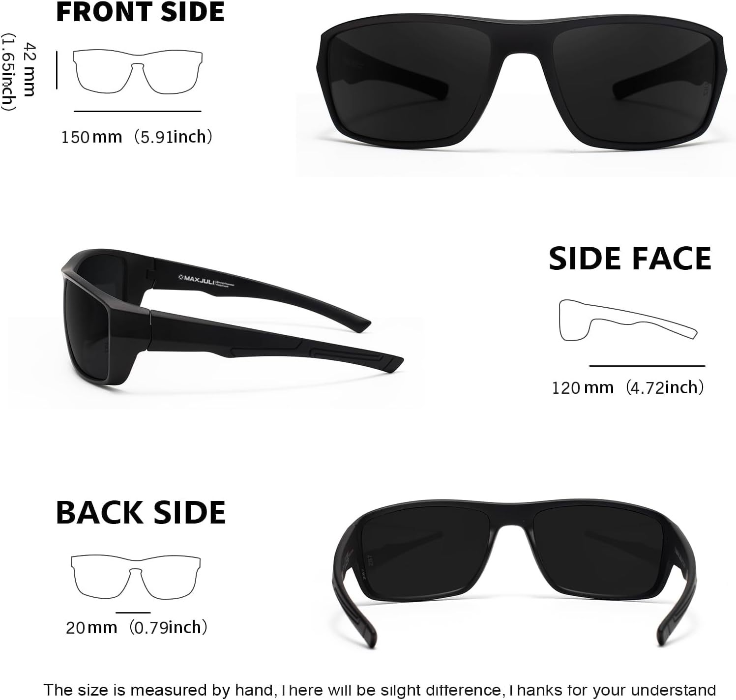 MAXJULI XL Z87 Sports Wrap Around Sunglasses for Big Heads Men Women TR90 Ultralight UV400 Protection Glasses 8701 - Image 5