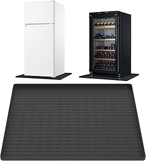 Mini Fridge Mat, 23.6x23.6", Silicone Refrigerator Mat, Mini Fridge Drip Tray, Washing Machine Tray for Floor Protection, Prevents Water Leaks from Water Cooler & AC, Black Argyle Pattern
