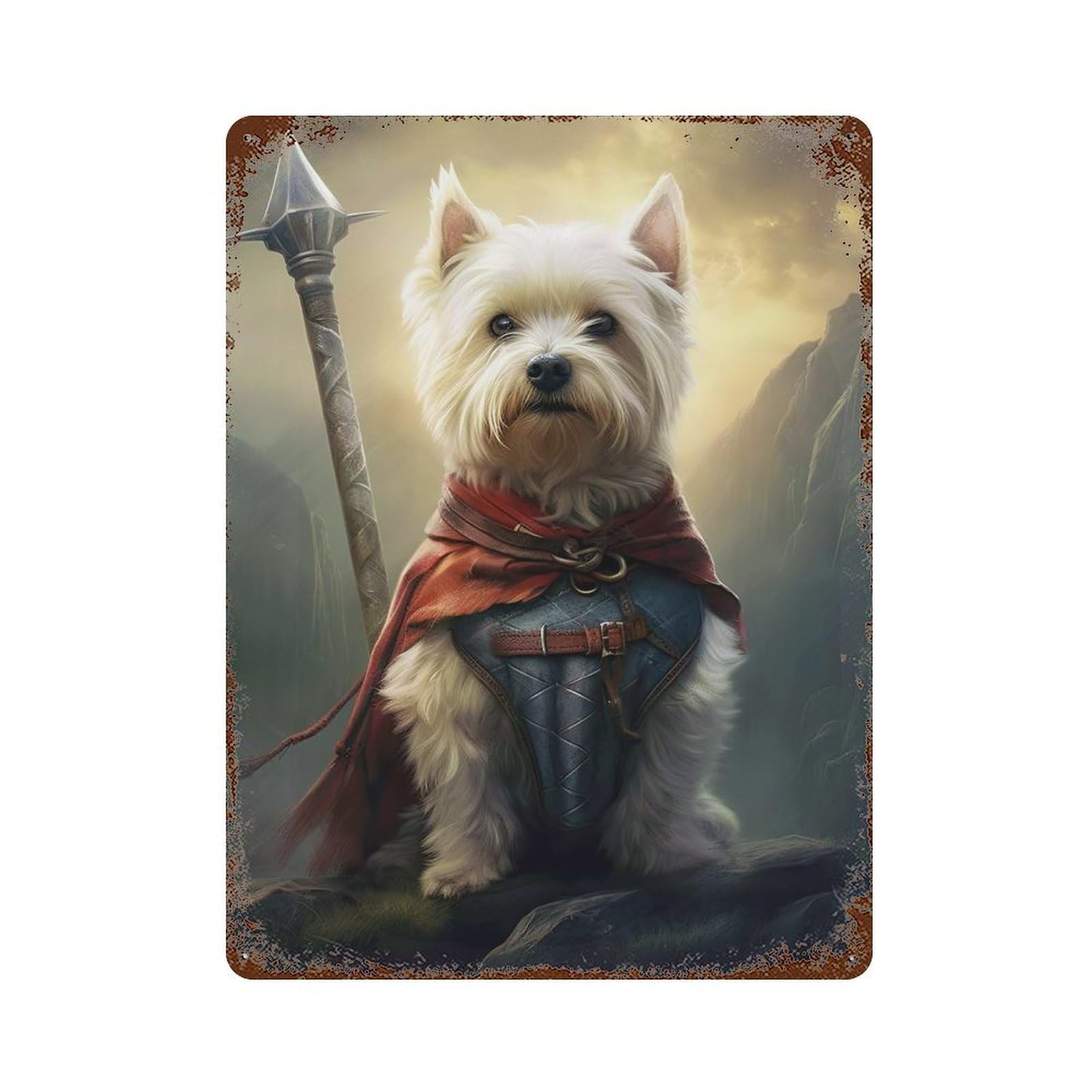 Westie Viking 15.7"x11.8" Rustic Tin Plaque, Retro Wall Decor for Garage, Bar And Workshop Decor