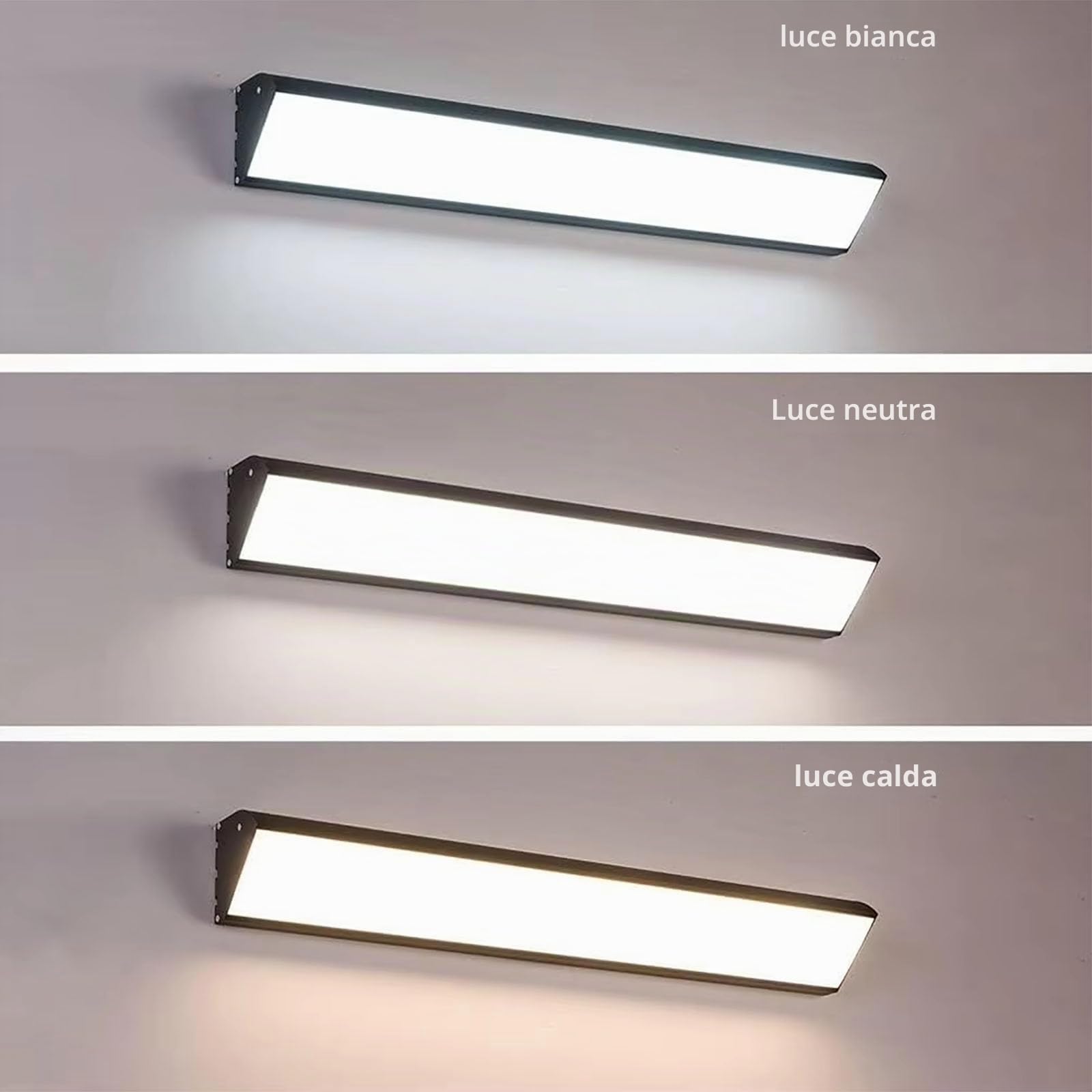 LED Applique da Parete Esterno/Interno Lampada da Parete Esterna con Sensore Movimento IP65 Impermeabile Nero Lunga Plafoniera da Esterno Luce da Parete Per Villa Terrazzo (Luce Neutra,40cm)