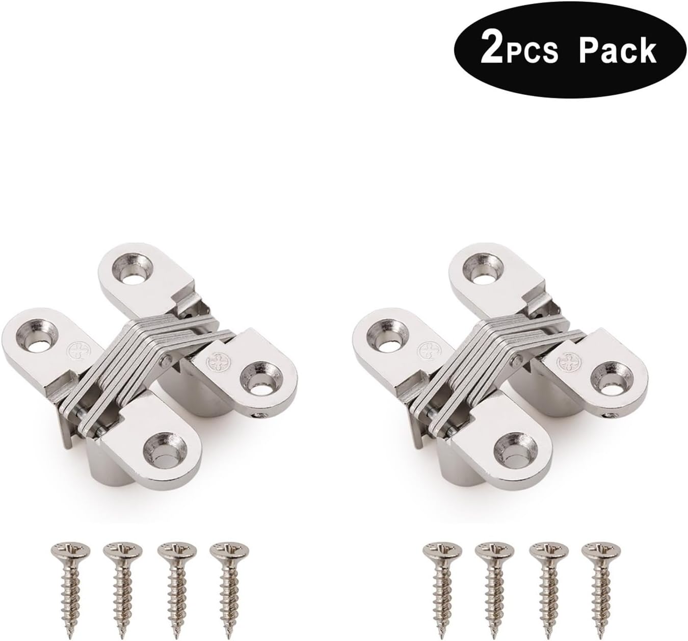 1pc Invisible Hinge 180 Degree zinc Alloy Material Nickel Color Invisible Folding Door Soss Hinge(Nickel 2 pcs)