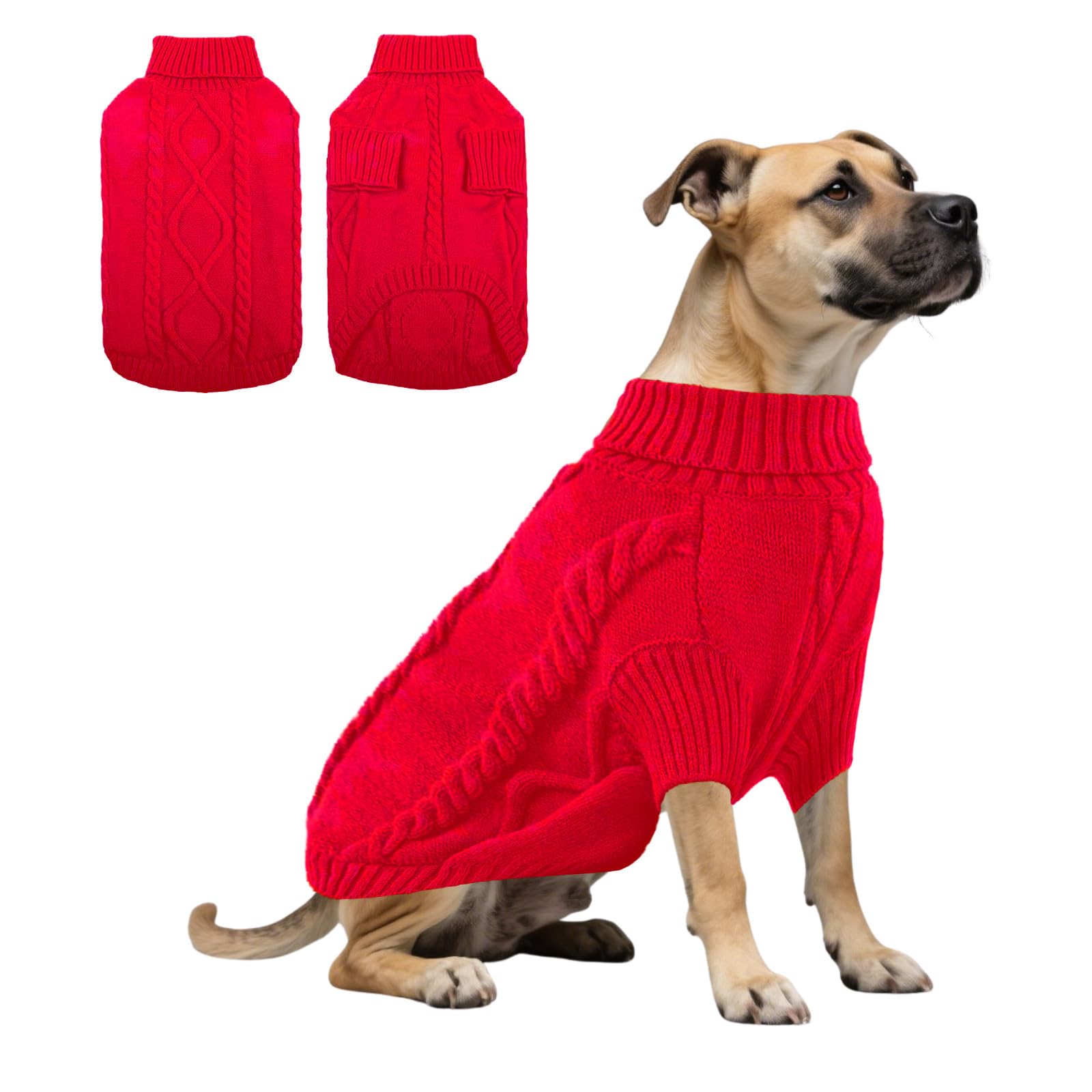 Dog Knitted Sweatshirt,Dog Winter Warm Jumpers Turtleneck Knitwear Cold Weather Puppy Vest Clothes for Cat Puppy Small Medium Large Dogs_XL(Red)