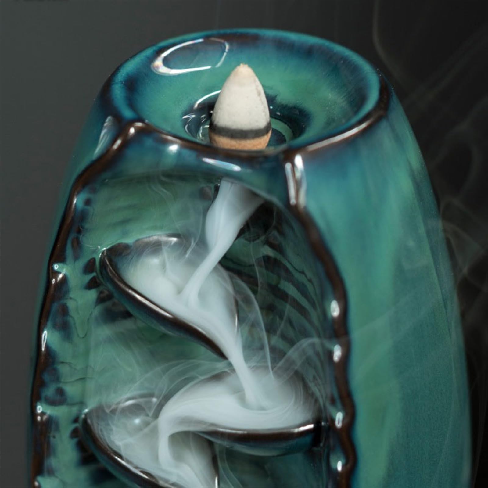 Elegante Bruciatore di incenso personalizzato for forno in ceramica smaltato Porta for interni Squisito bruciatore a riflusso Bruciatore di incenso