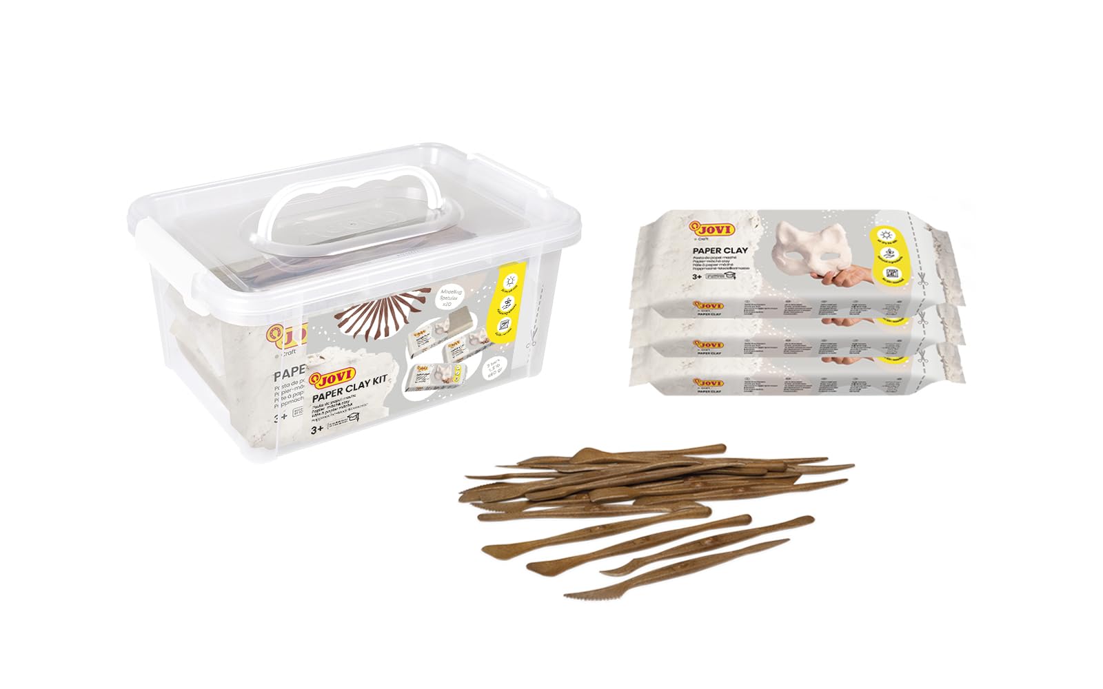 Papier mâché Jovi avec coffre et 20 spatules de modélisation pour enfants - 8
