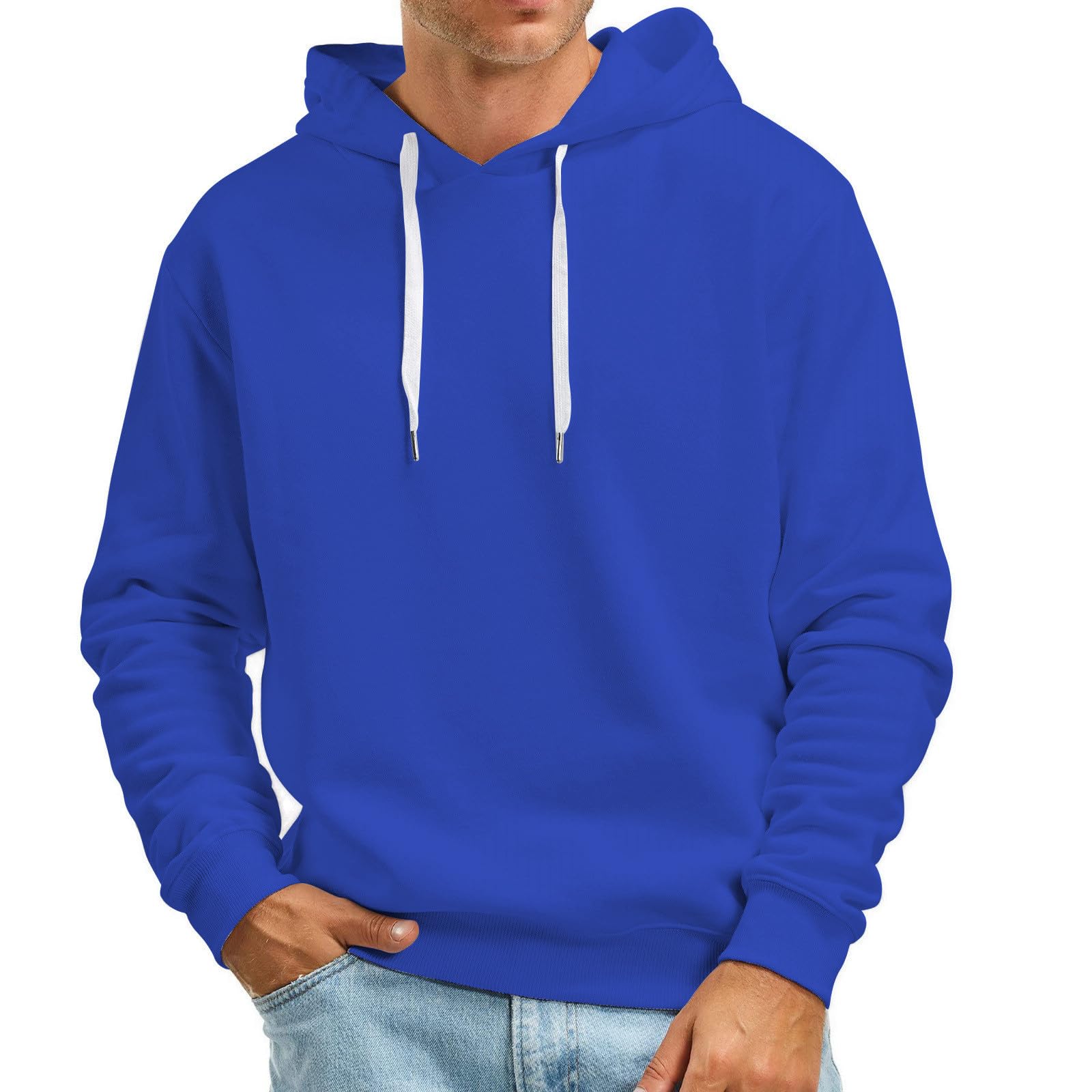Men's Fall And Winter Casual Solid Color Hooded Sweater No Pockets  Sweatshirt Pullover Tops Mens Fashion (Blue, S) Men's Fashion at Amazon  Men's Clothing store