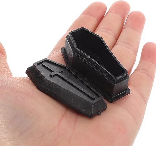 Miniatura 7 de SAFIGLE 10 piezas modelo de ataúd de Halloween mini cajas de ataúd negro para decoración espeluznante del hogar, decoraciones de fiesta de