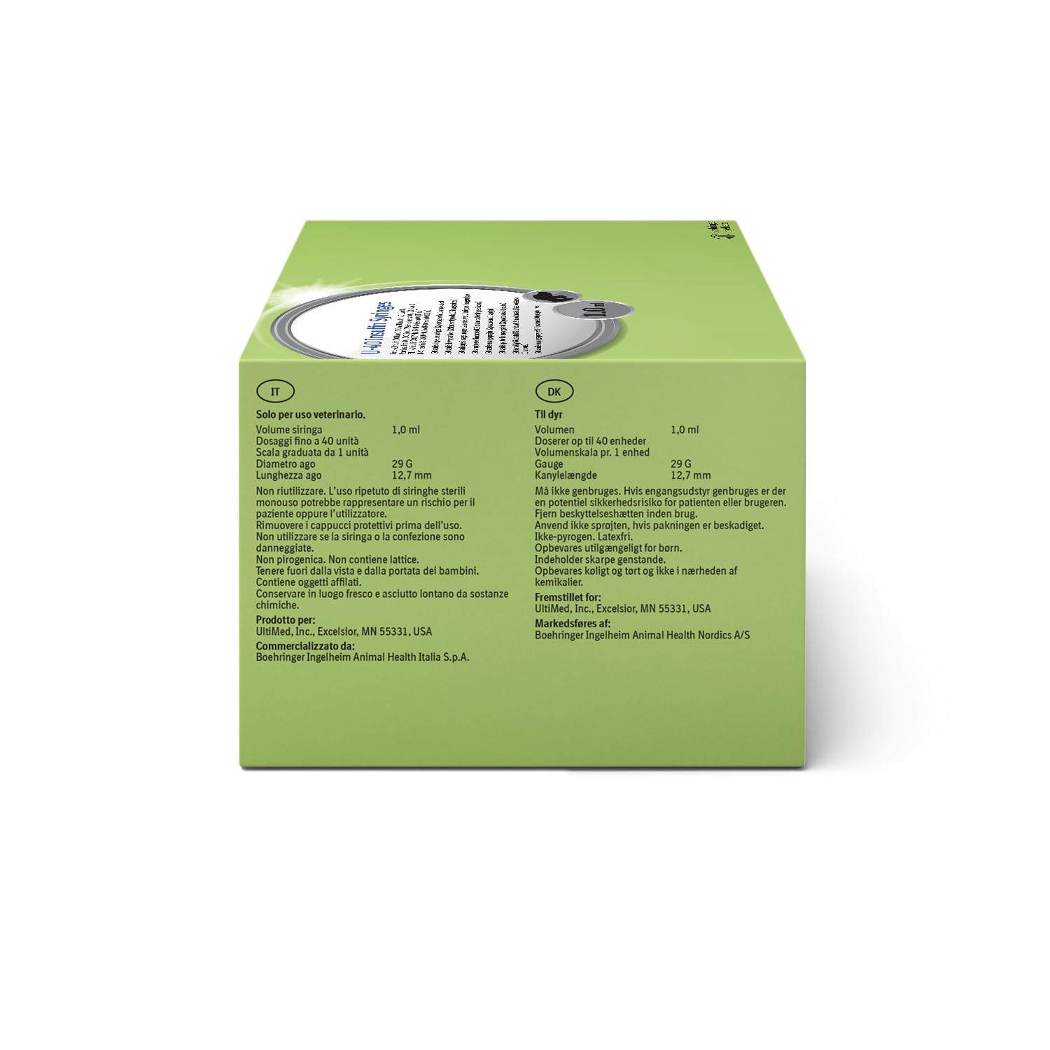 120 Siringhe Sterili Monouso per la Somministrazione di Insulina a Cani e Gatti con ago, Dimensioni 1ml, 40 Unità Internazionali (40UI/ml), Boehringer Ingelheim Animal Health