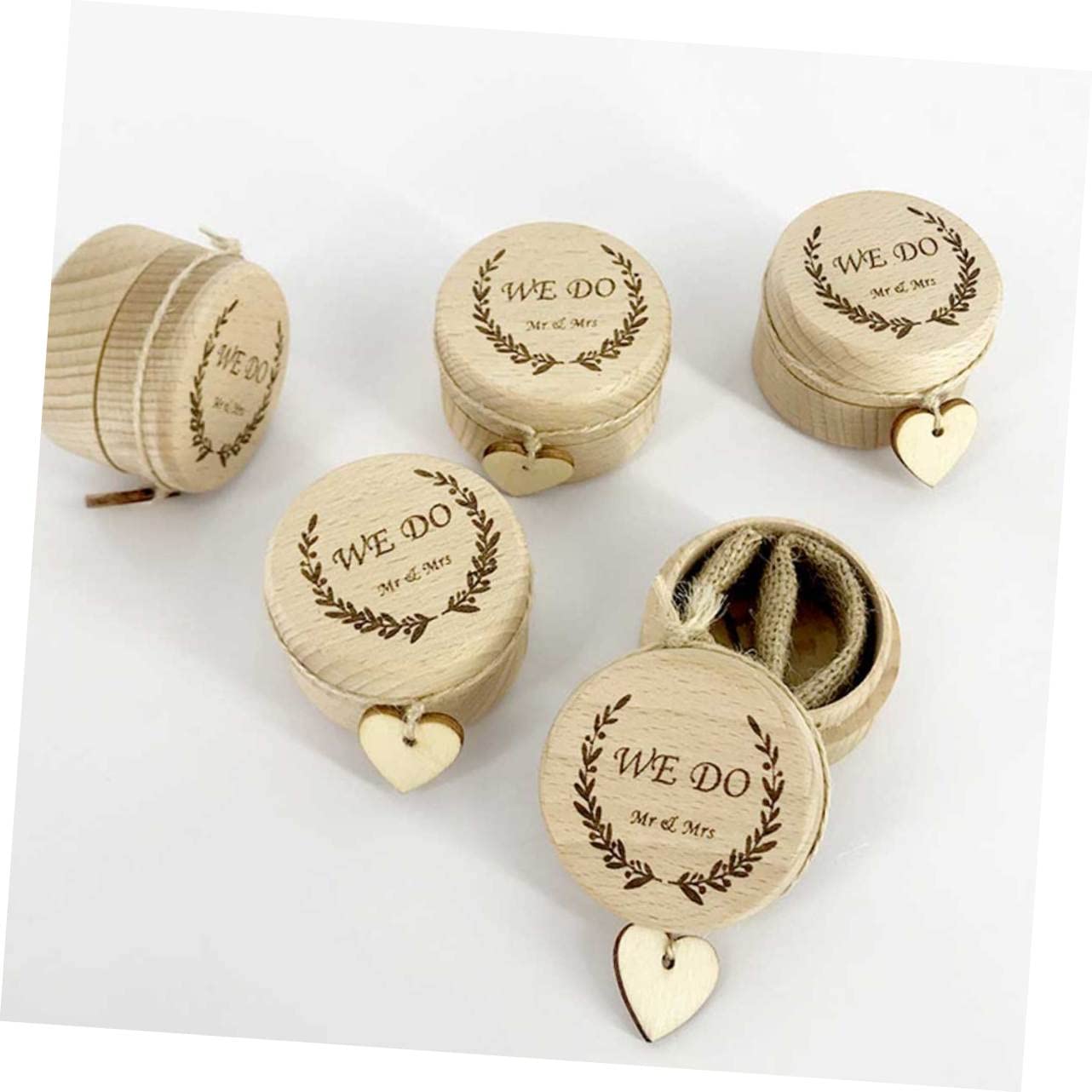 STOBAZA 3pezzi Scatola Legno Per Fedi Nuziali Portanello Rustico Per Matrimoni e Fidanzamenti Contenitore Decorato Per Anelli Per Cerimonie e Occasioni Speciali